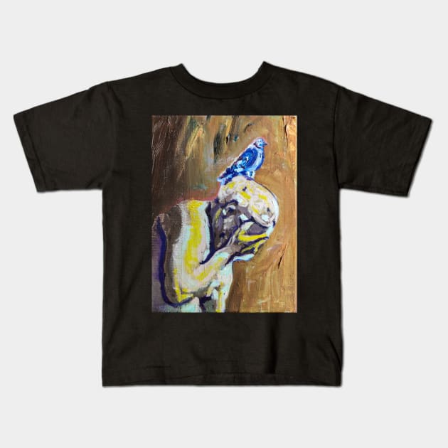 Pigeon on a statue Kids T-Shirt by MihaiCotiga Art